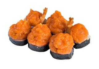 Futo krewetka w tempurze z tatarem z łososia