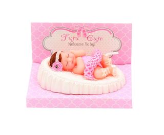 Lumanare marturie bebelus fetita 8×5.5×4 cm