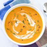 Creamy Pumpkin Soup Served With House Bread