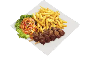 3 Brochettes De Filet De Viande + Frites