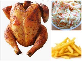 Whole grilled chicken,chips and coleslaw 
