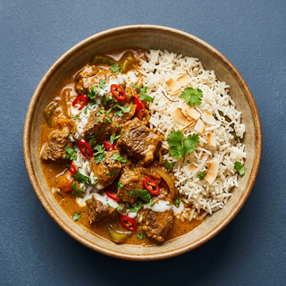 Coconut Beef Curry With Coconut Rice