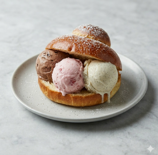Brioscia con tre palline di gelato