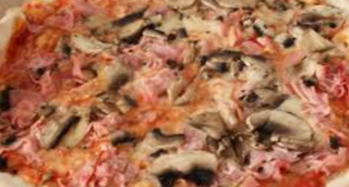 Pizza funghi e prosciutto tonda