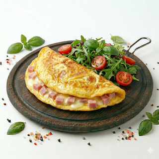 Omletă	cu șuncă și mozzarella