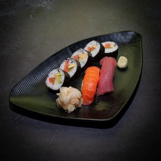 Silver sushi platter