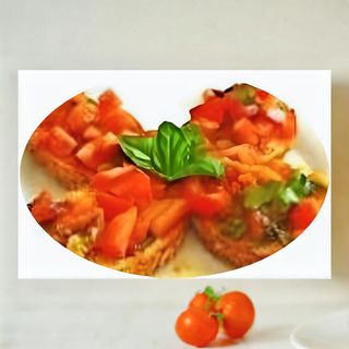 Bruschette cu rosii proaspete, busuioc si usturoi