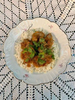 Moelas em Cama de Arroz e Coentros