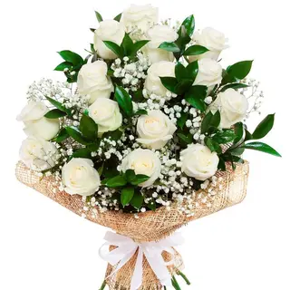 Buchet cu 15 trandafiri albi „Eleganță imaculată”