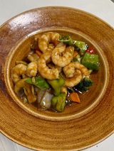 Gambas con salsa de ostra