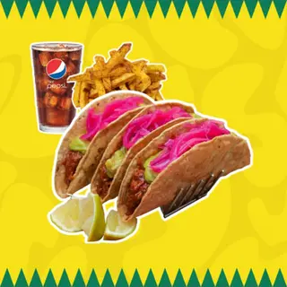 Nuevo Crunchy Mamataco x 3 + Patatas o Nachos con Queso + Bebida