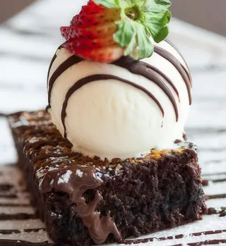 Brownie de chocolate con helado