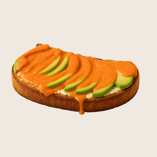 Tostada de queso crema, aguacate y tomate natural