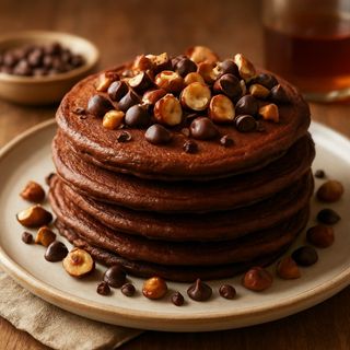 Pancake latte & nocciole - choco latte, nocciole pralinate e scaglie cioccolato