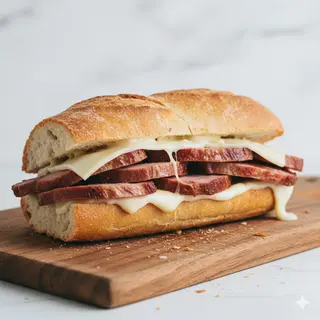Bocadillo Cinta De Lomo Adobada Con Queso