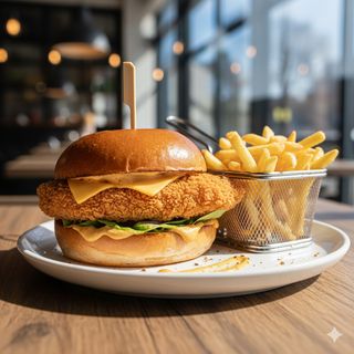 Hamburguesa de pollo estilo crispy