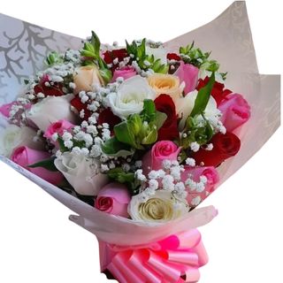 Pastel Rose + Ribbon Bouquet