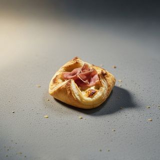 Cesta de queso de cabra con jamón 