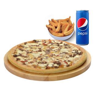 1 Pizza Mediana +1 Ración De Patatas + 1 Bebida 33cl.