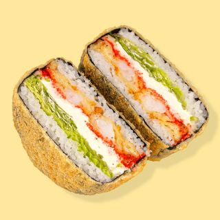 Суші бургер з тигровими креветками та соусі унагі (350г)