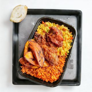 Basmati Rice with Fried Plantain and Peppered Turkey