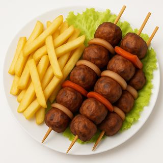 4 Brochettes De Viande + Frites