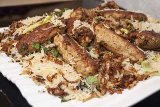 Chicken seekh kabab biryani