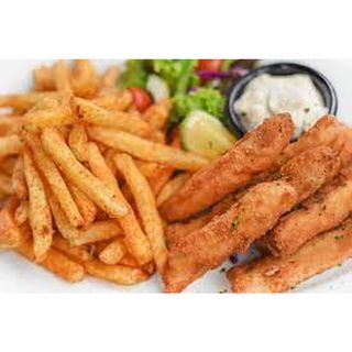 Fish Fingers with chips and a soda