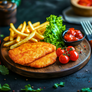 ȘNIȚELE DIN PIEPT DE PUI 560g (cartofi proaspeti sau congelati)