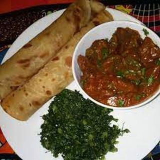 2chapatis &beef stew &greens