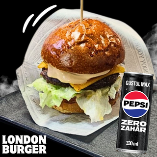  LONDON BURGER + GRATIS Doza PEPSI BLACK