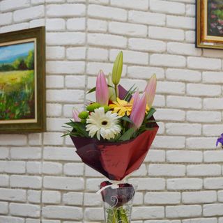 Buchet crin, gerbera, santini