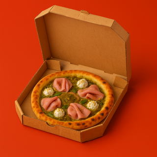 Pizza Pistacchio di Bronte DOP  e Mortadella