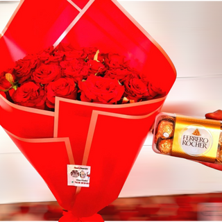 Bouquet de fleurs +chocolat 