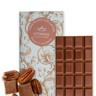 Tableta De Chocolate Con Leche 38% Cacao Con Nueces Pecanas Y Caramelo 