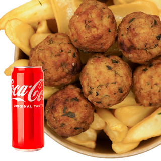 MENIU Chifteluțe de porc, garnitură și bautură răcoritoare