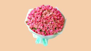 150 ცალი ვარდისფერი ვარდის ბუკეტი