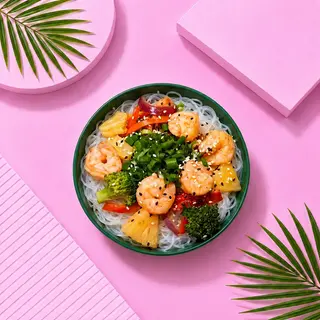 Wok Funchoza Creveti Sos Cremos
