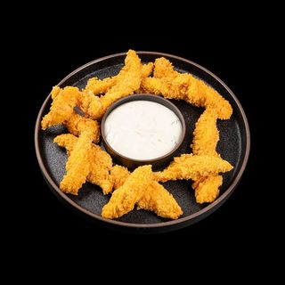 Хрупкави пилешки хапки с корнфлейкс и чеснов сос (300г)