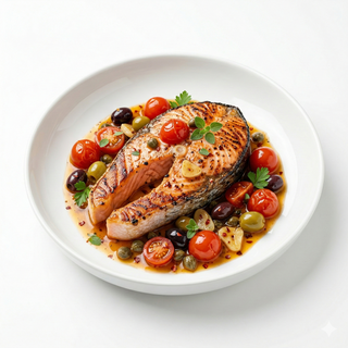 Medaglione di salmone con pomodori & capperi