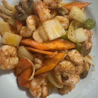 Gambas em Prato de Ferro