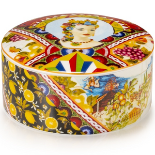 Rosa lumanare reciepient portelan cu capac 12x6cm