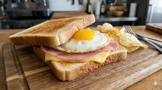 Sándwich De Jamón York Y Huevo Frito, Pechuga de pollo, aguacate y queso