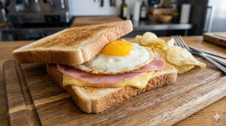 Sándwich De Jamón York Y Huevo Frito, Pechuga de pollo, aguacate y queso