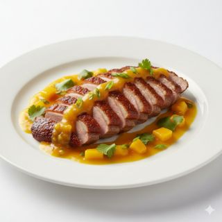 (158)Pato con salsa de mango