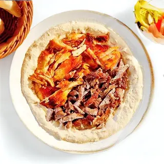 Plat chawarma mixte hommos