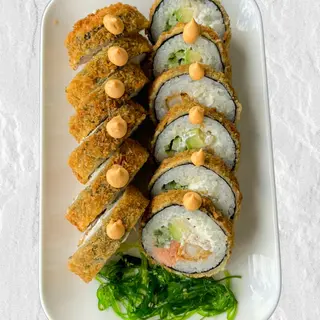 Krewetka/łosoś tempura