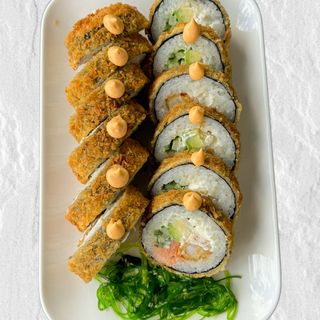 Krewetka/łosoś tempura