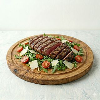 Tagliata di manzo, grana rucola e pomodorini