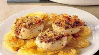 Seppie gratinate,patate e pomodorini  2 przioni